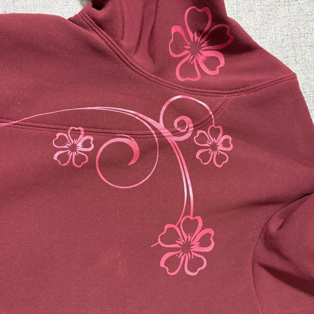 Kuhl Softshell Jacket Women Small Burgundy Heart Floral Embroidered Hooded - Picture 9 of 10